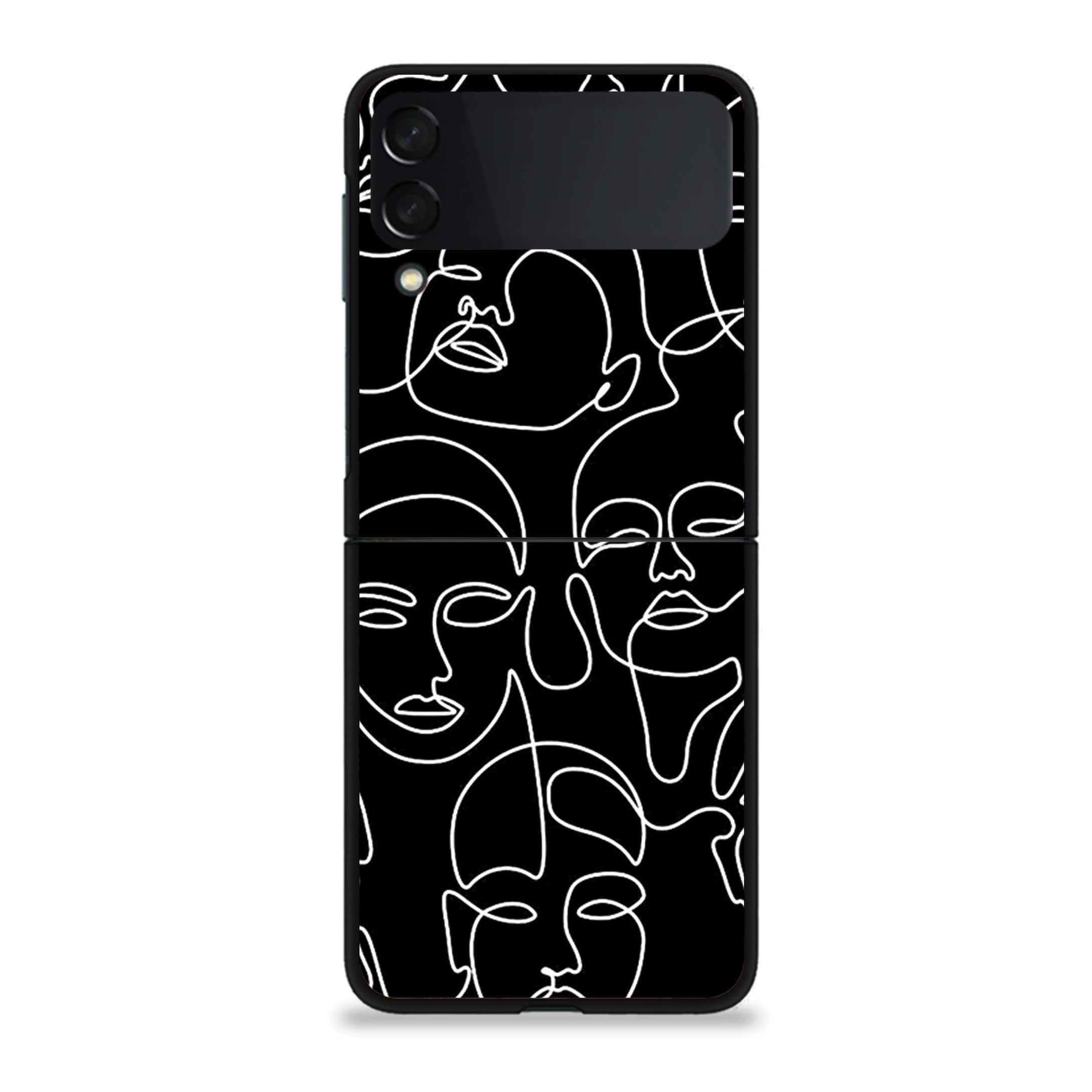 Galaxy Z Flip 3 - Girls Line Art Series - Premium Printed Glass soft Bumper shock Proof Case