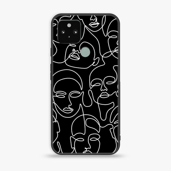 Google Pixel 5- Girls Line Art  Design 10- Premium Metal Printed soft Bumper Shock Proof Case CS-48266