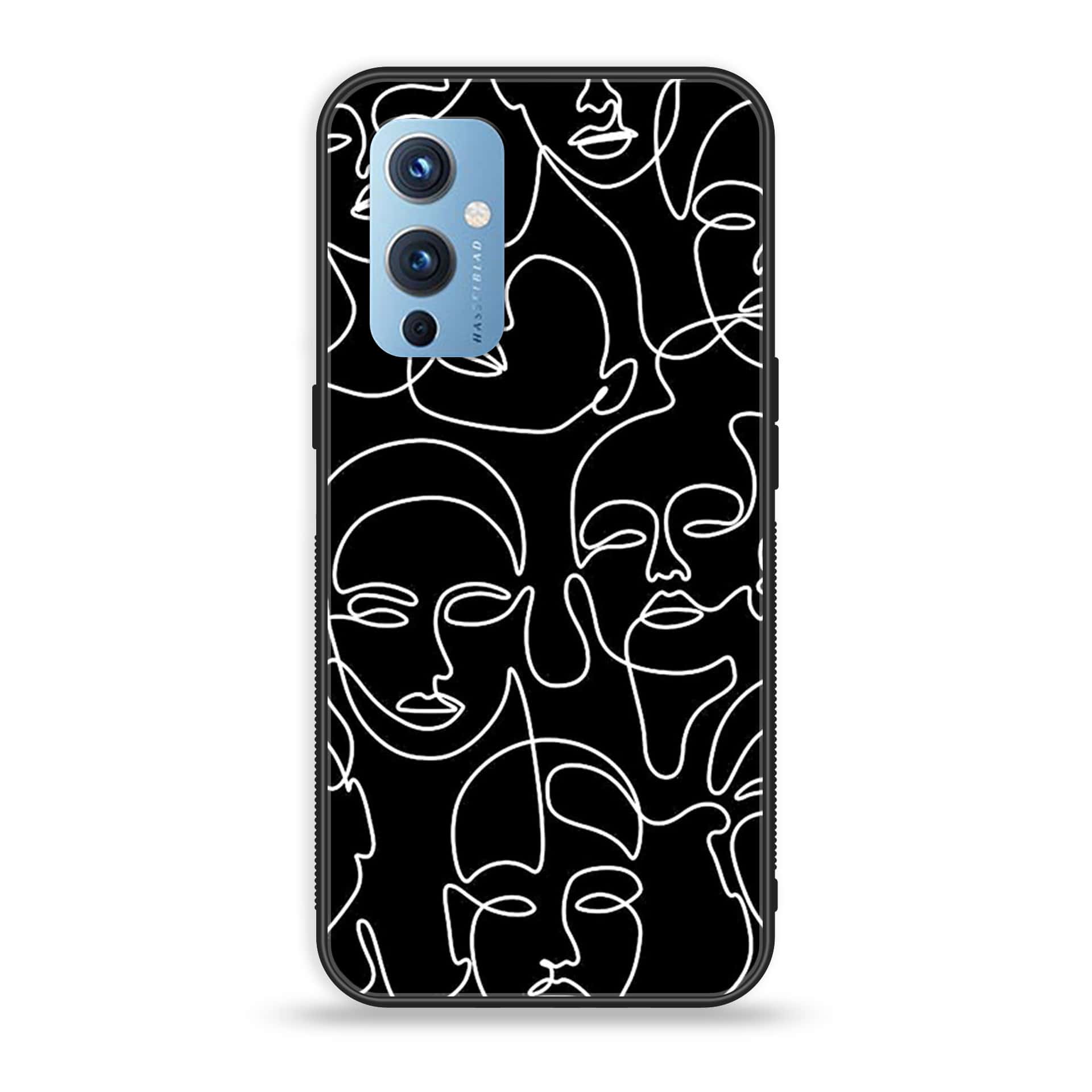 OnePlus 9 - Girls Line Art Series - Premium Printed Glass soft Bumper shock Proof Case