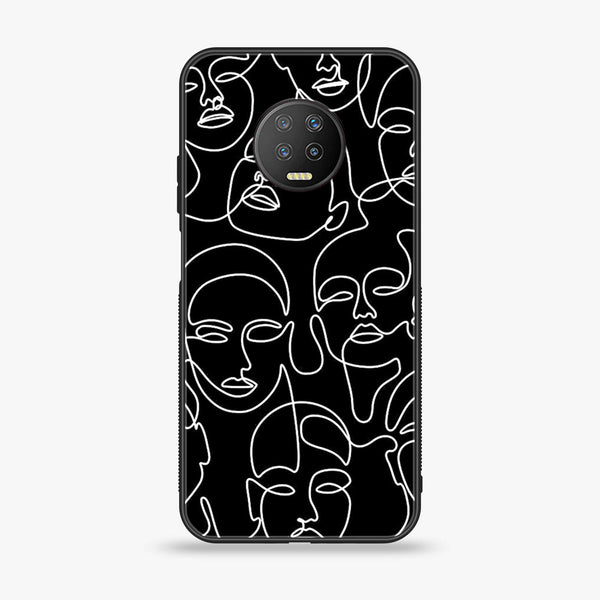 Infinix Note 7 - Girl Line Art Series- Premium Printed Glass soft Bumper shock Proof Case