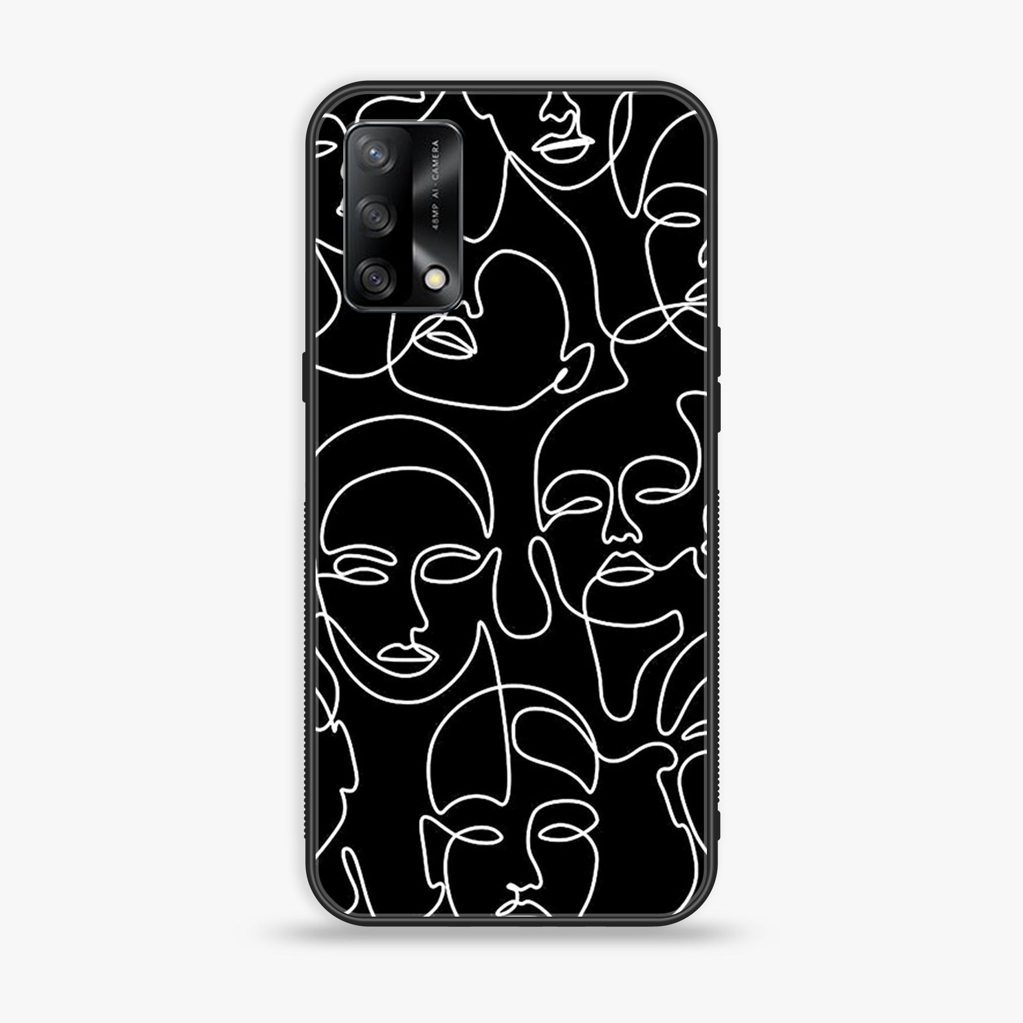 Oppo F19s  - Girl Line Art Series - Premium Metal Printed soft Bumper shock Proof Case