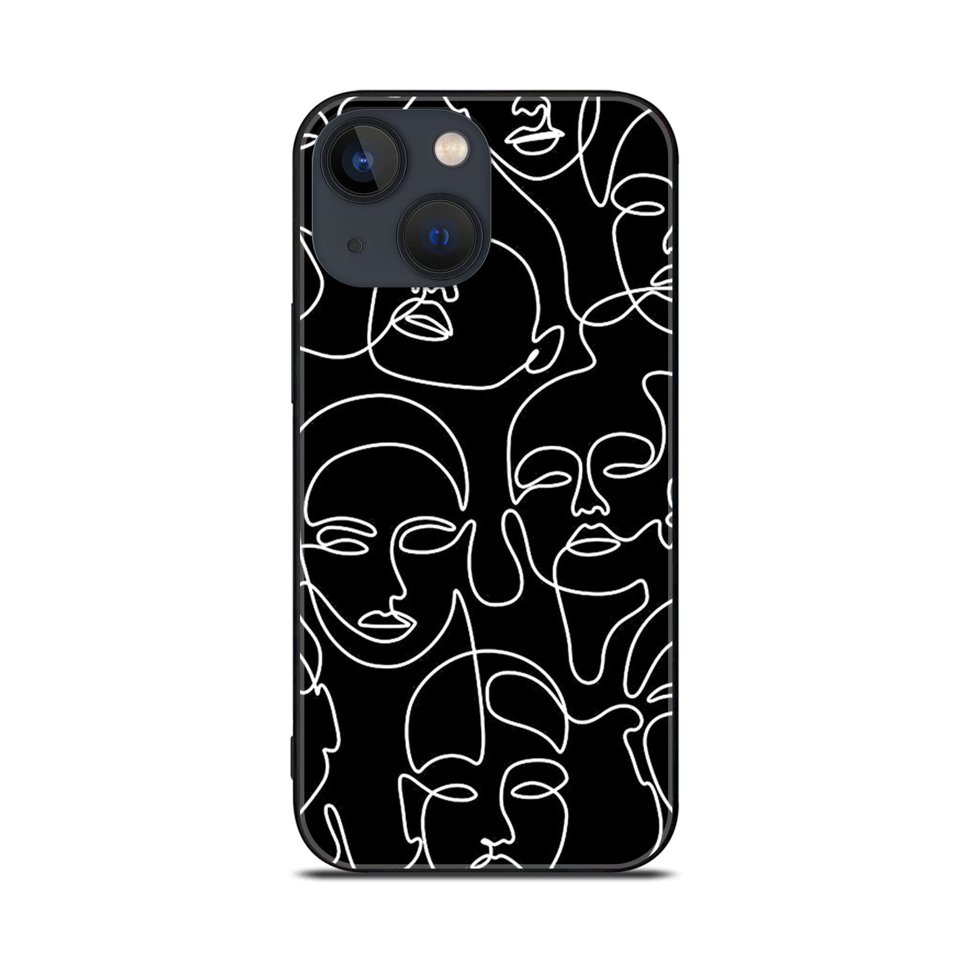 iPhone 14 Plus - Girl Line Art Series - Premium Printed Glass soft Bumper shock Proof Case