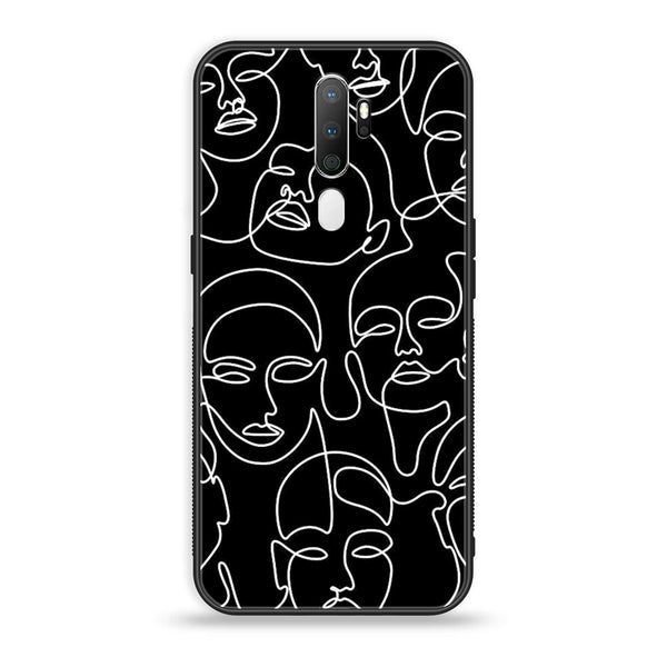 Oppo A5 2020 Girls Line Art Series Design 10  Premium Printed Glass soft Bumper shock Proof Case CS-23365