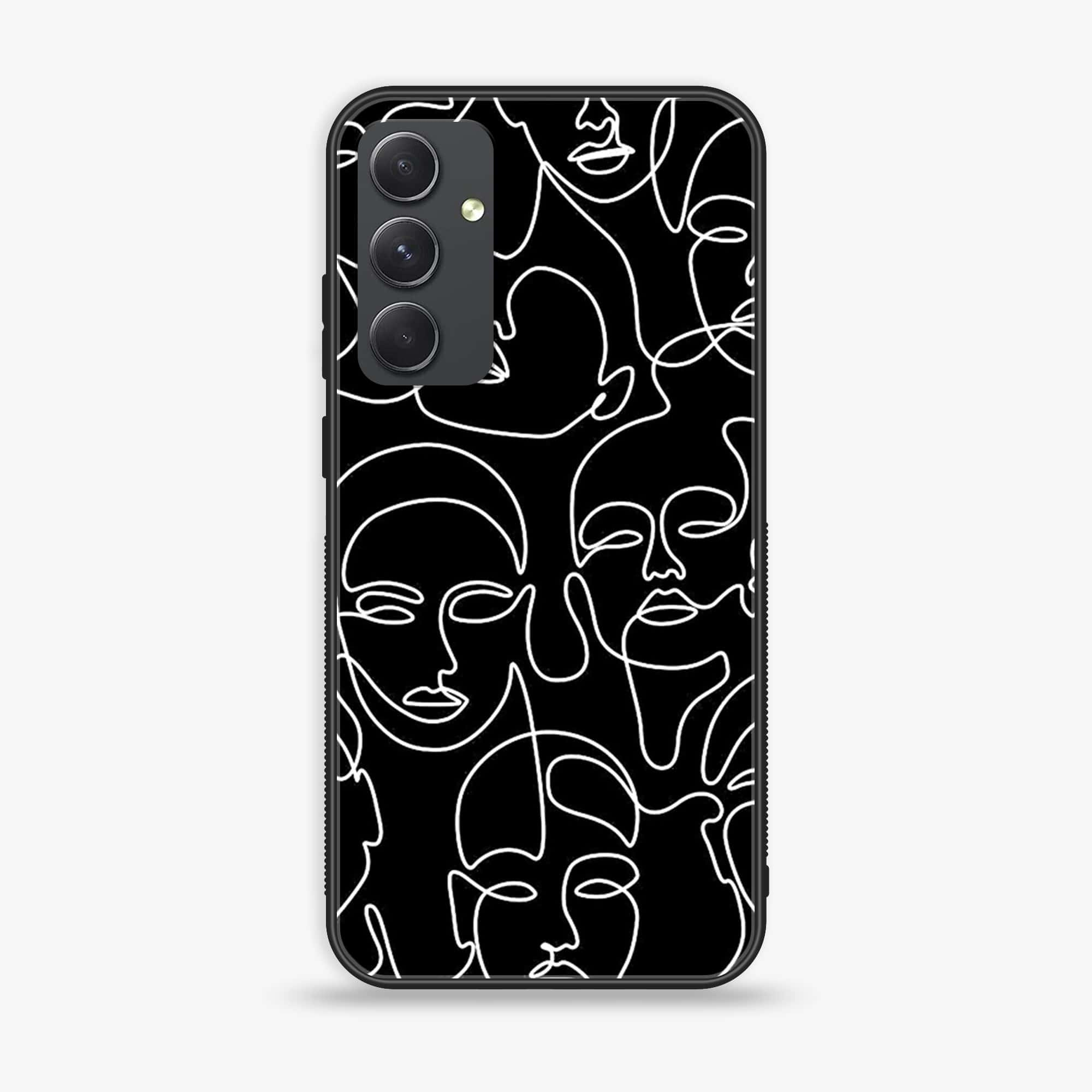 Samsung Galaxy A34 - Girls Line Art Series - Premium Printed Glass soft Bumper shock Proof Case