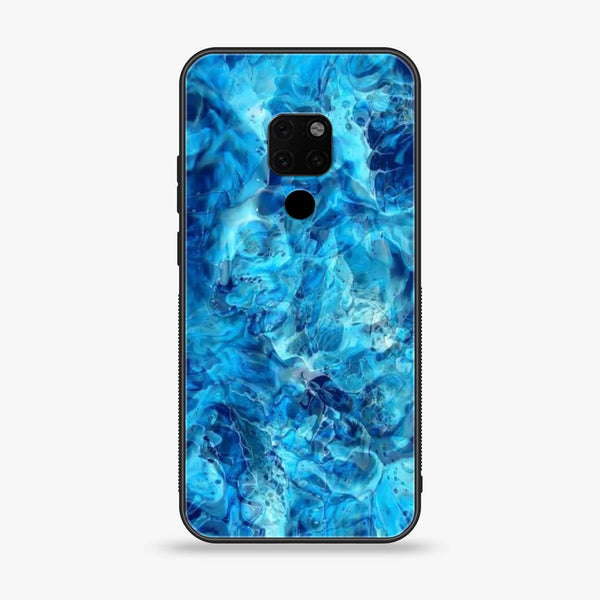 Huawei Mate 20 - Blue Marble Design 6 - Premium Printed Glass soft Bumper shock Proof Case CS-16945