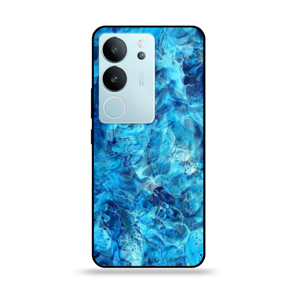 Vivo V29 - Blue Marble Design 6- Premium Printed Glass soft Bumper shock Proof Case CS-7692