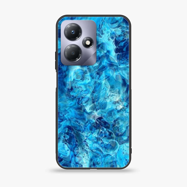 Infinix Hot 30 - Blue Marble Design 6 - Premium Printed Glass soft Bumper shock Proof Case CS-17125