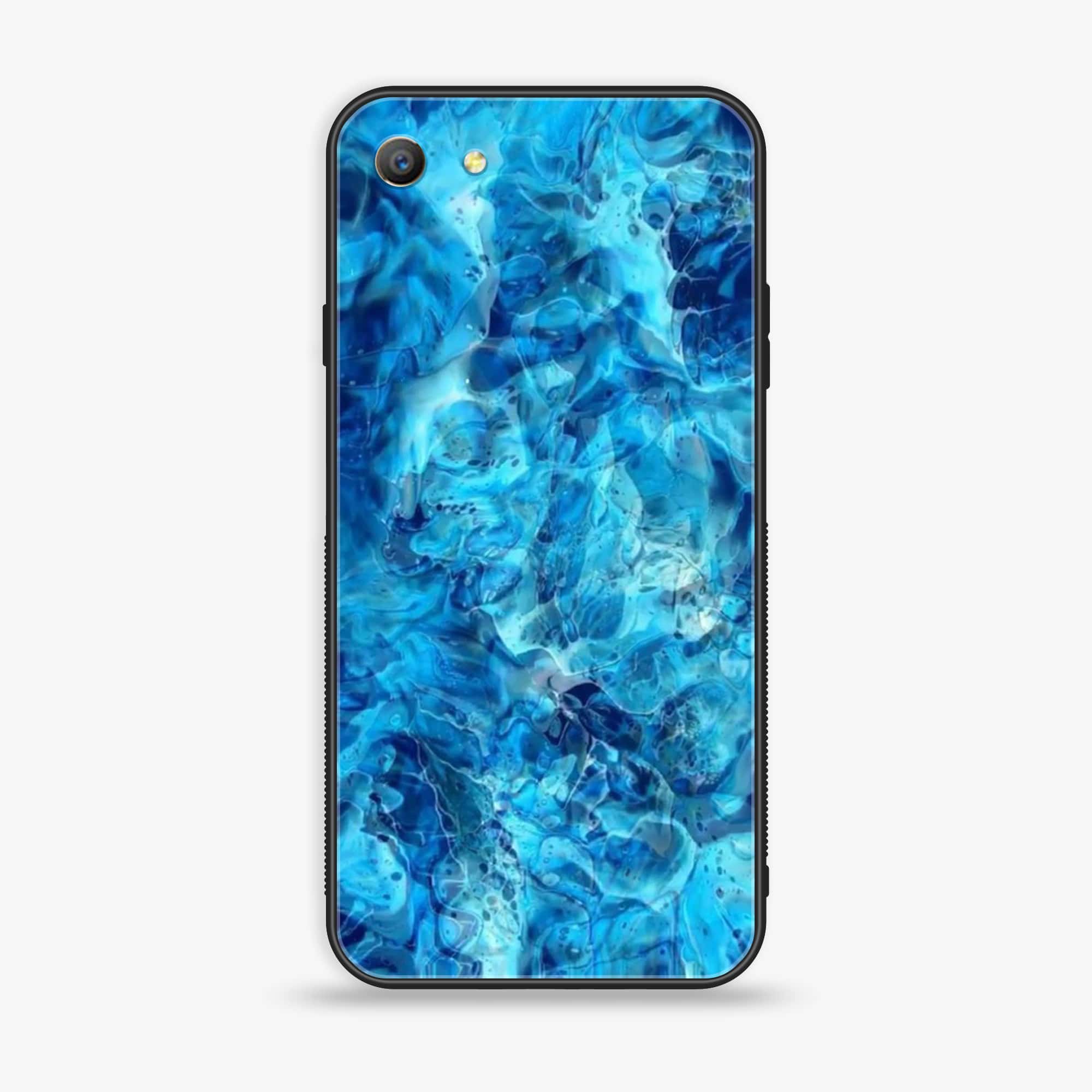 Oppo A57 Blue Marble series Premium Printed Glass soft Bumper shock Proof Case