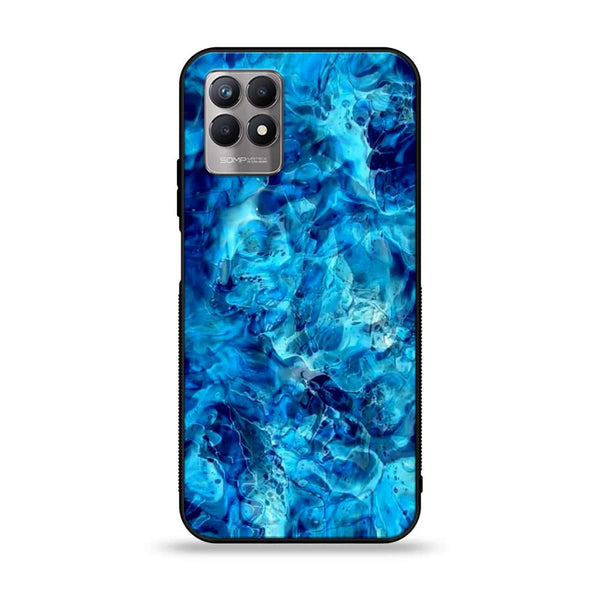 Realme Narzo 50 / Realme 8i  - Blue Marble Design 6  - Premium Printed Glass soft Bumper shock Proof Case CS-20563