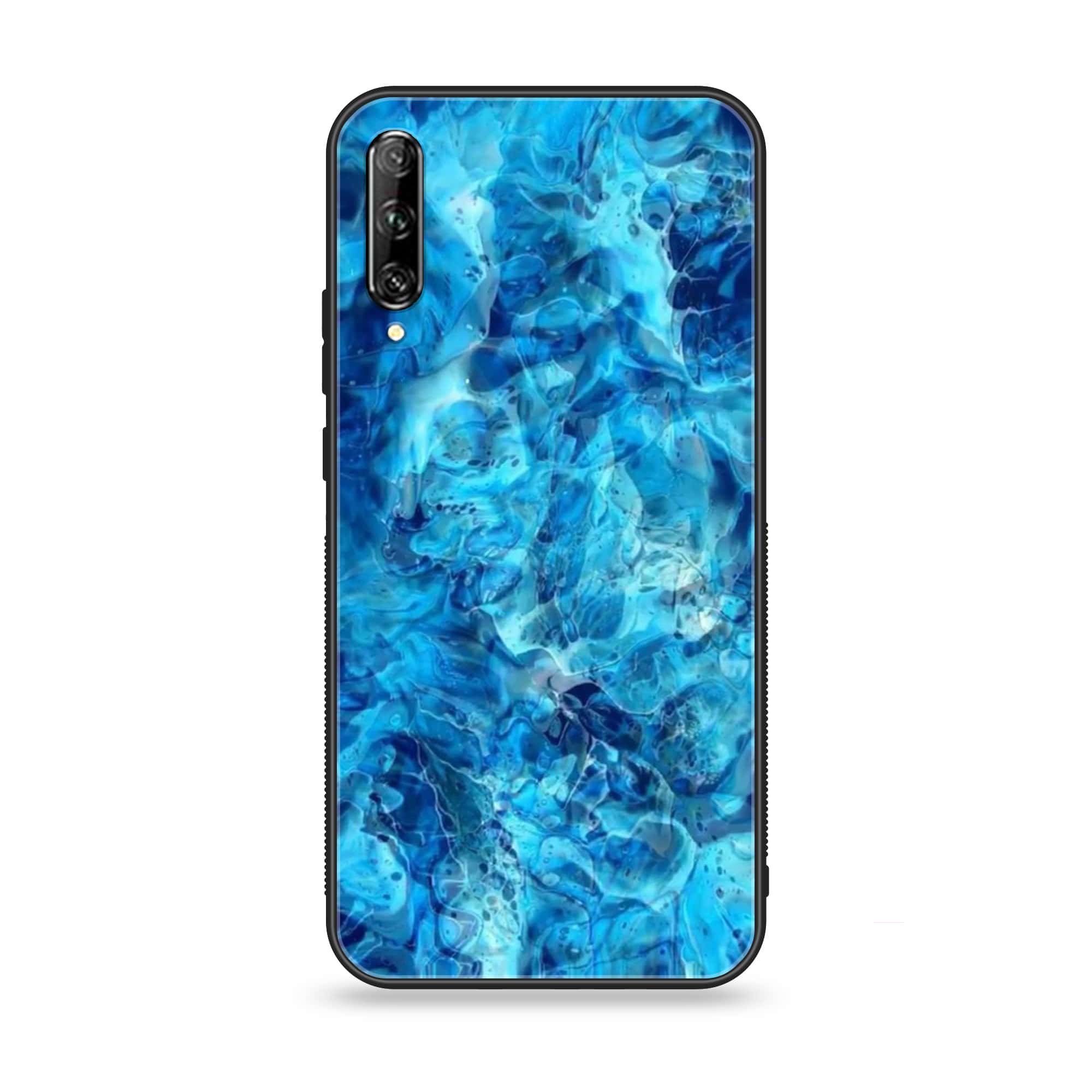 Huawei Y9s - Blue Marble Series - Premium Printed Glass soft Bumper shock Proof Case