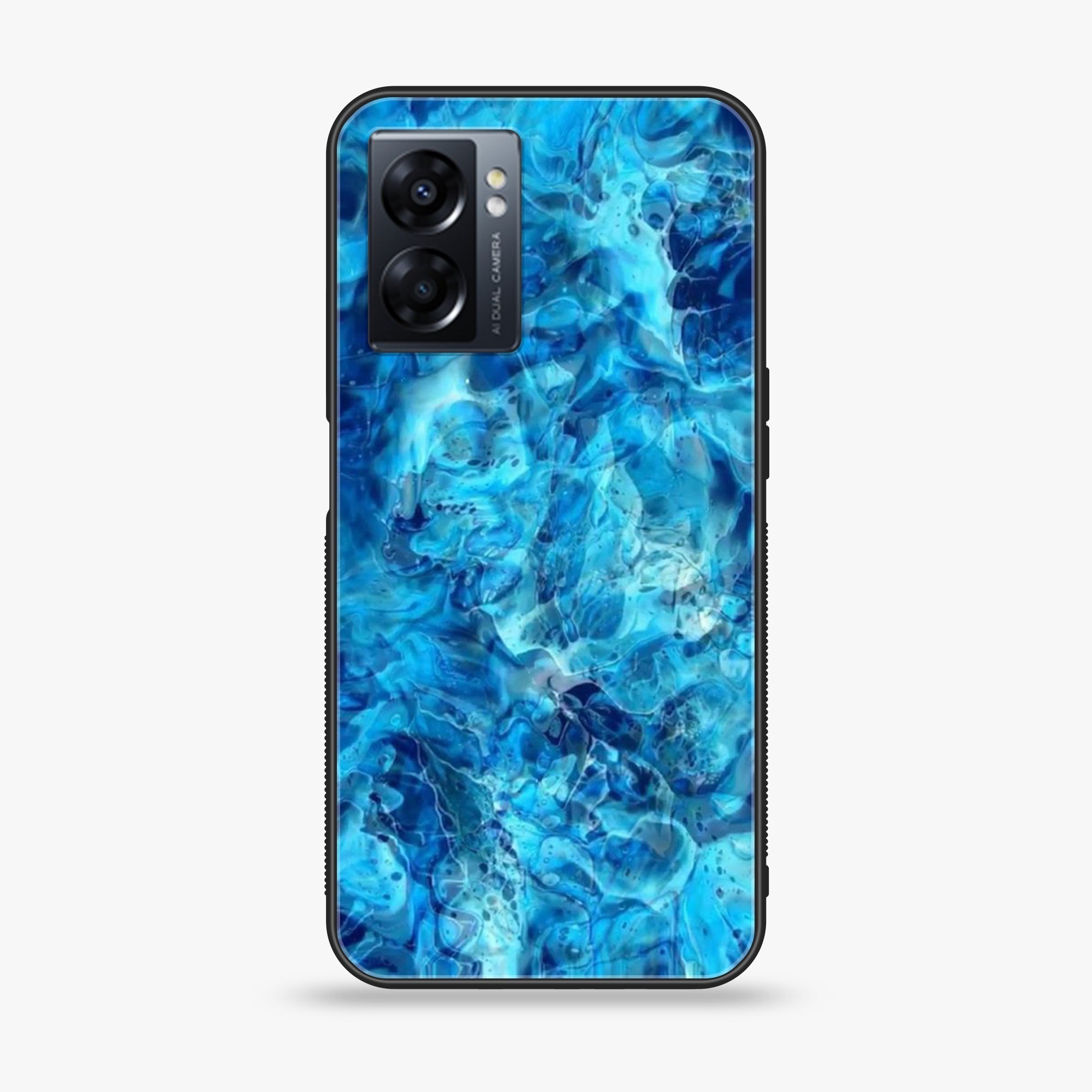 Oppo A77 4G - Blue Marble Series - Premium Metal Printed soft Bumper shock Proof Case