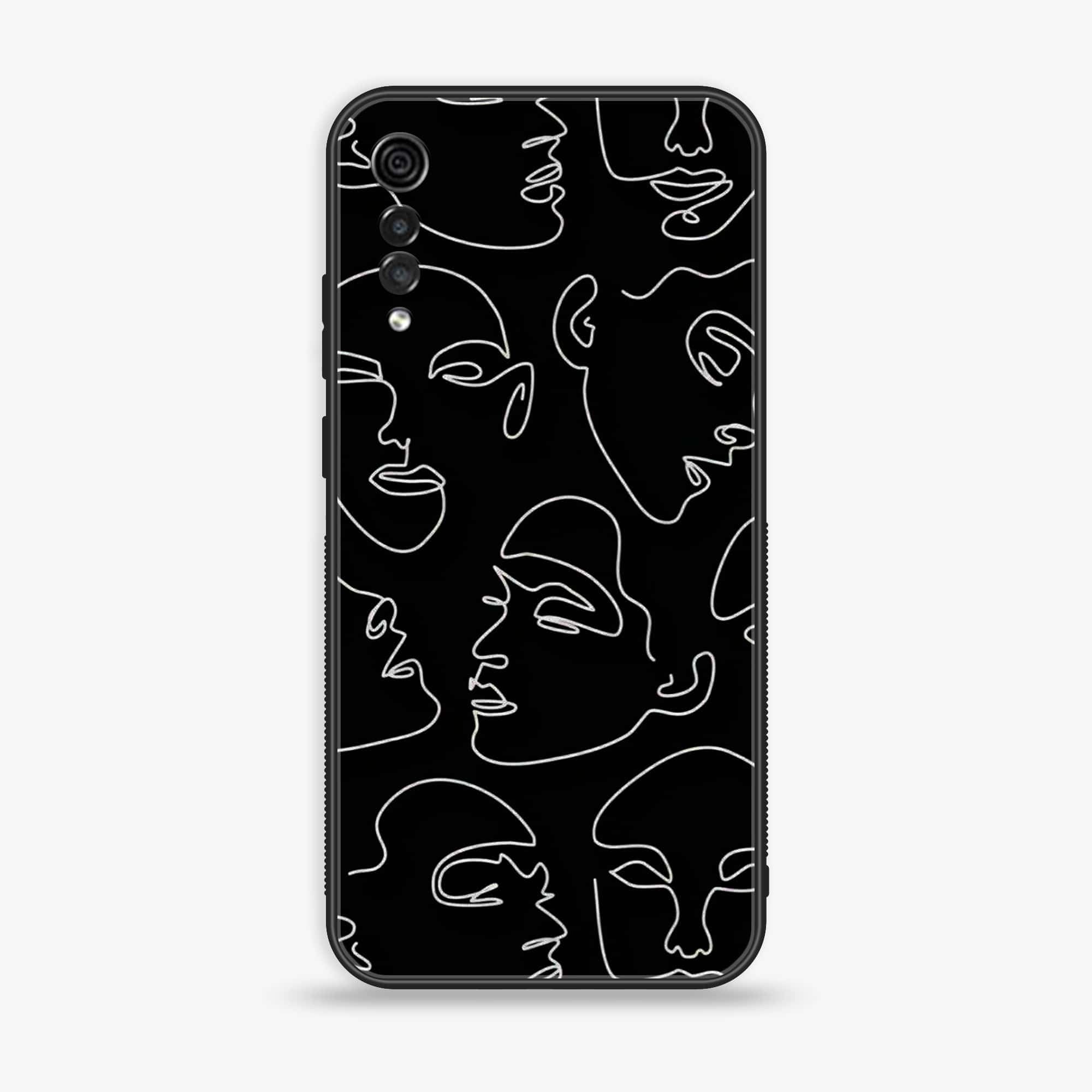 LG Velvet - Girls Line Art Series - Premium Printed Glass soft Bumper shock Proof Case