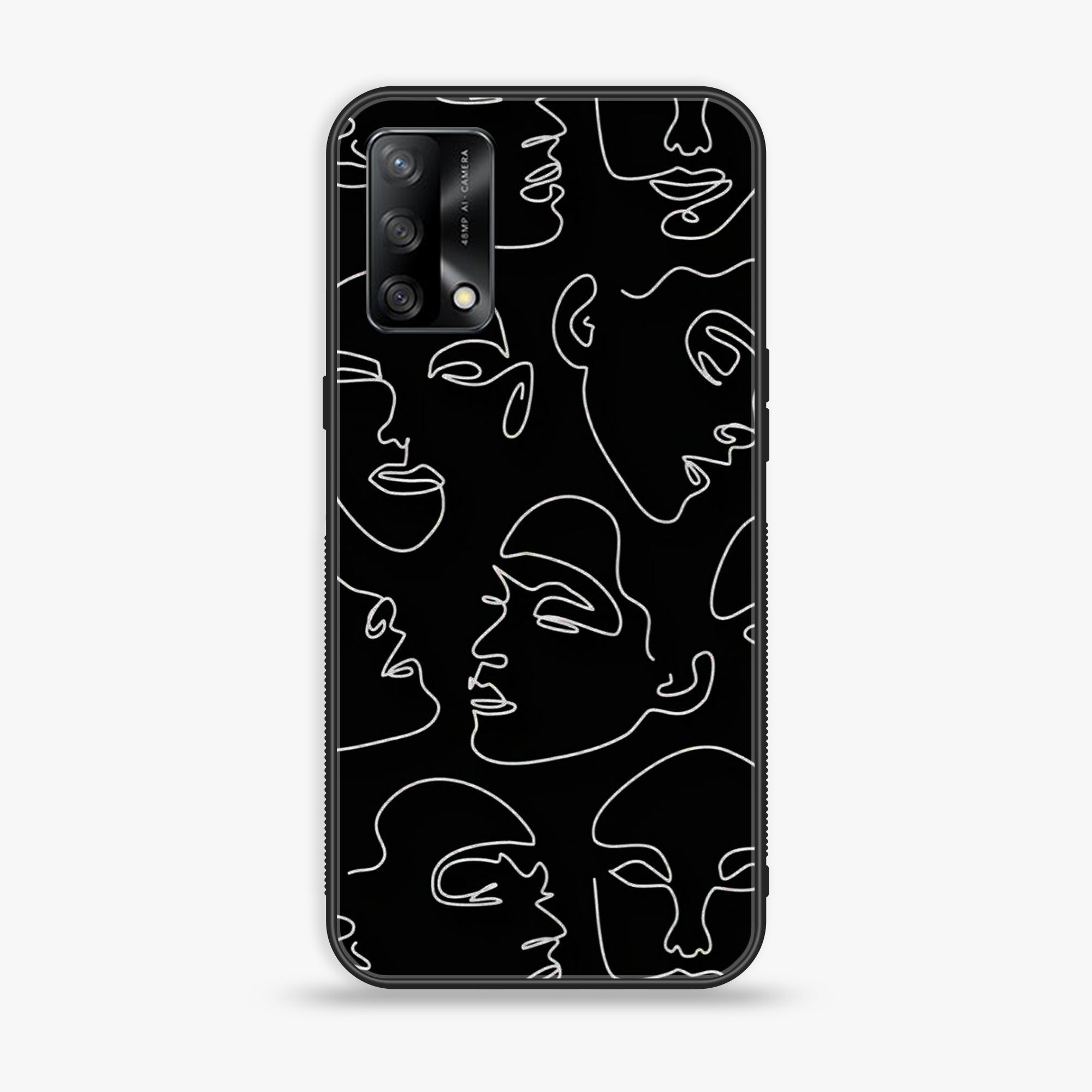 Oppo F19s  - Girl Line Art Series - Premium Metal Printed soft Bumper shock Proof Case