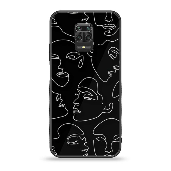 Xiaomi Redmi Note 9S - Girls Line Art Design 9 - Premium Printed Glass soft Bumper shock Proof Case CS-14544