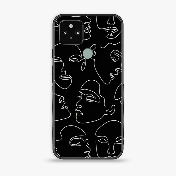 Google Pixel 5- Girls Line Art Design 9  - Premium Metal Printed soft Bumper Shock Proof Case CS-38046