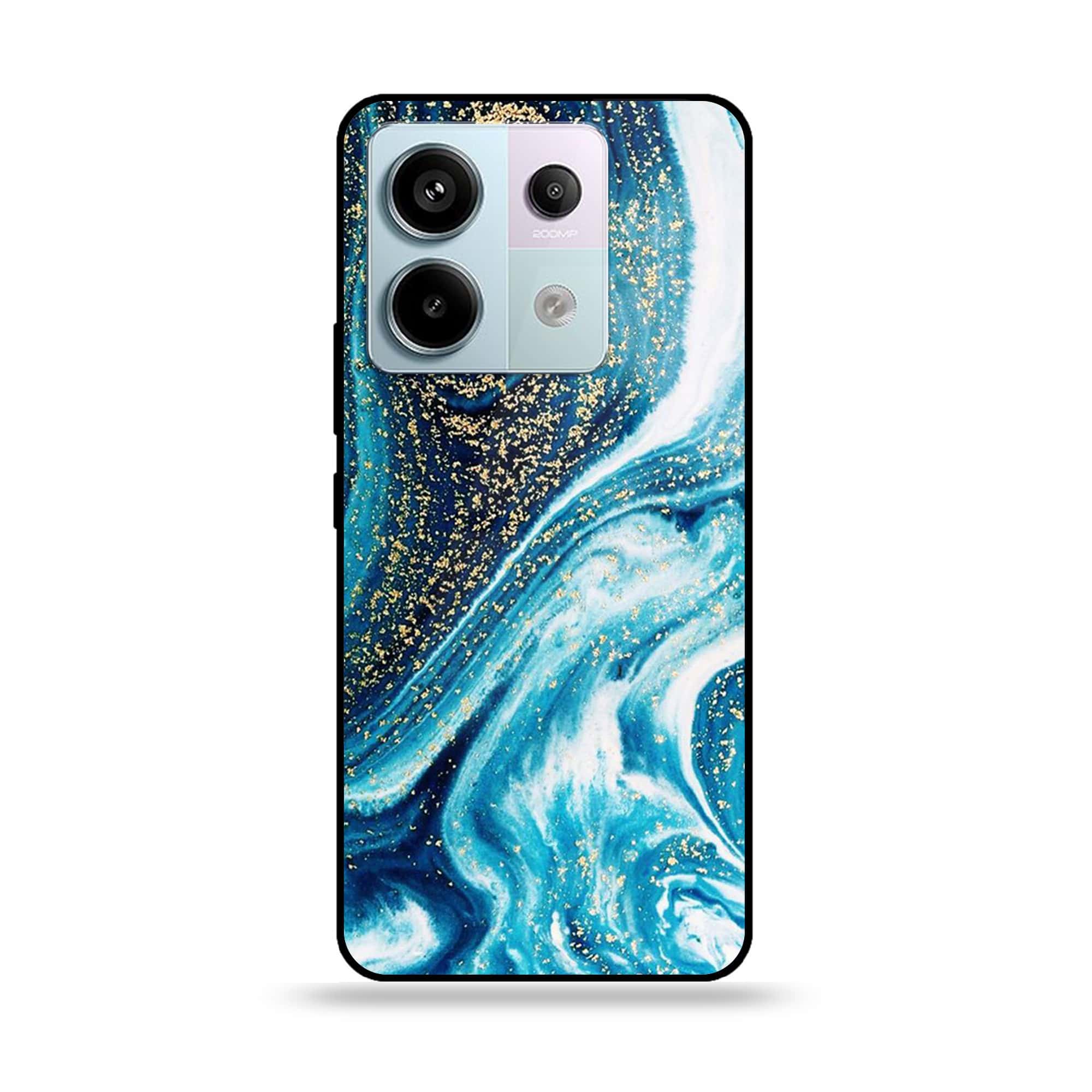 Redmi Note 13 - Blue Marble Series - Premium Metal Printed soft Bumper shock Proof Case
