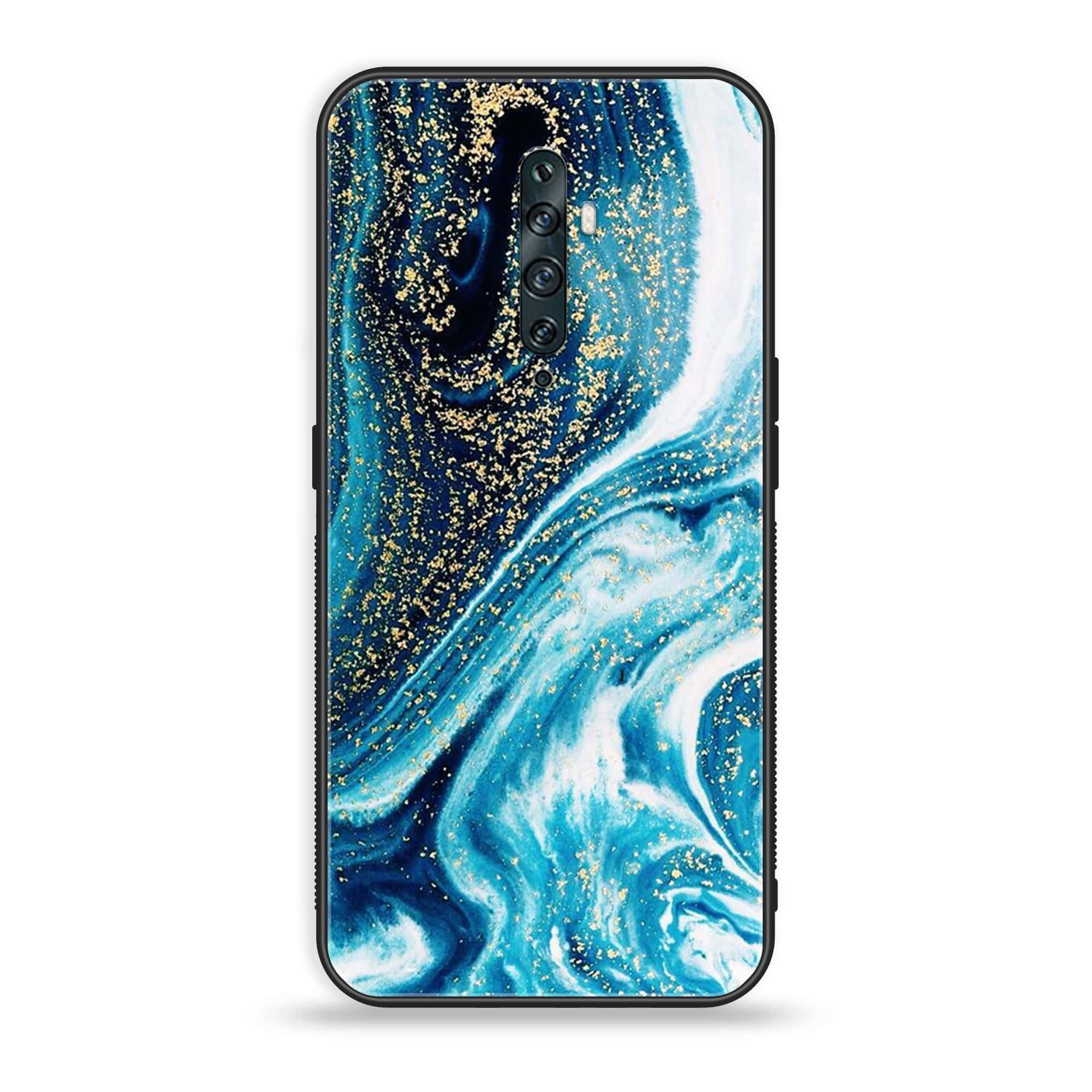 OPPO Reno 2f - Blue Marble Series - Premium Printed Glass soft Bumper shock Proof Case