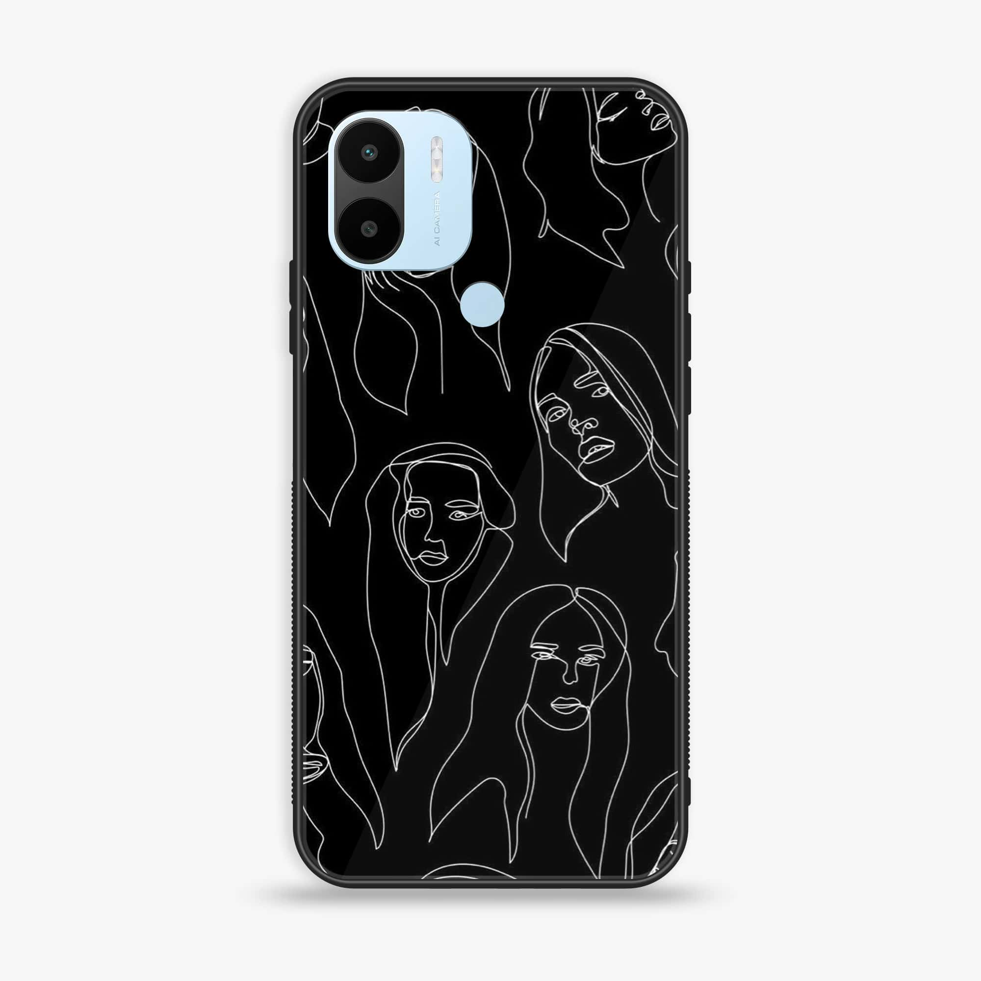 Xiaomi Redmi A2 Plus - Girls Line Art Series - Premium Printed Glass soft Bumper shock Proof Case