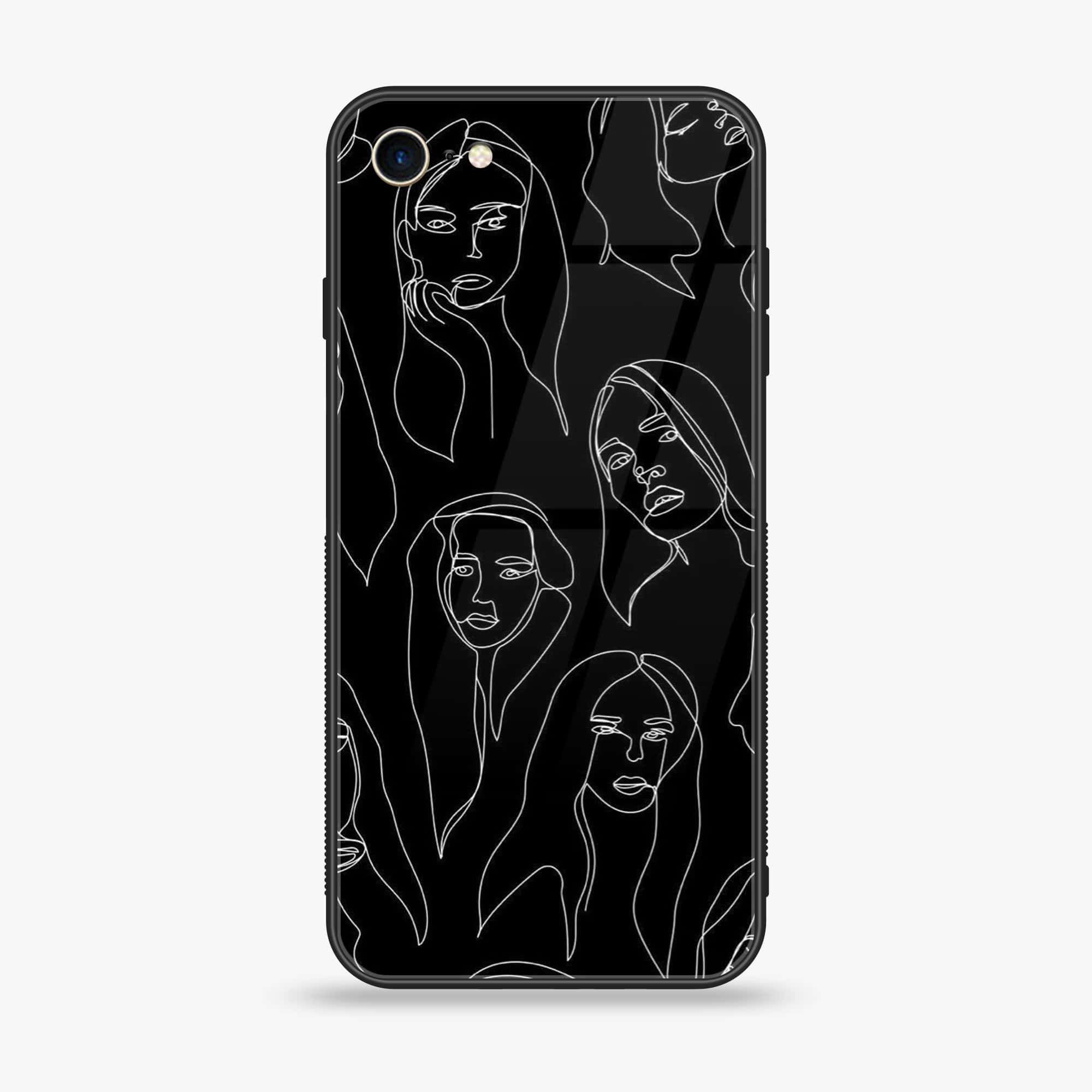 IPhone SE 2020 - Girls Line Art Series - Premium Printed Glass soft Bumper shock Proof Case