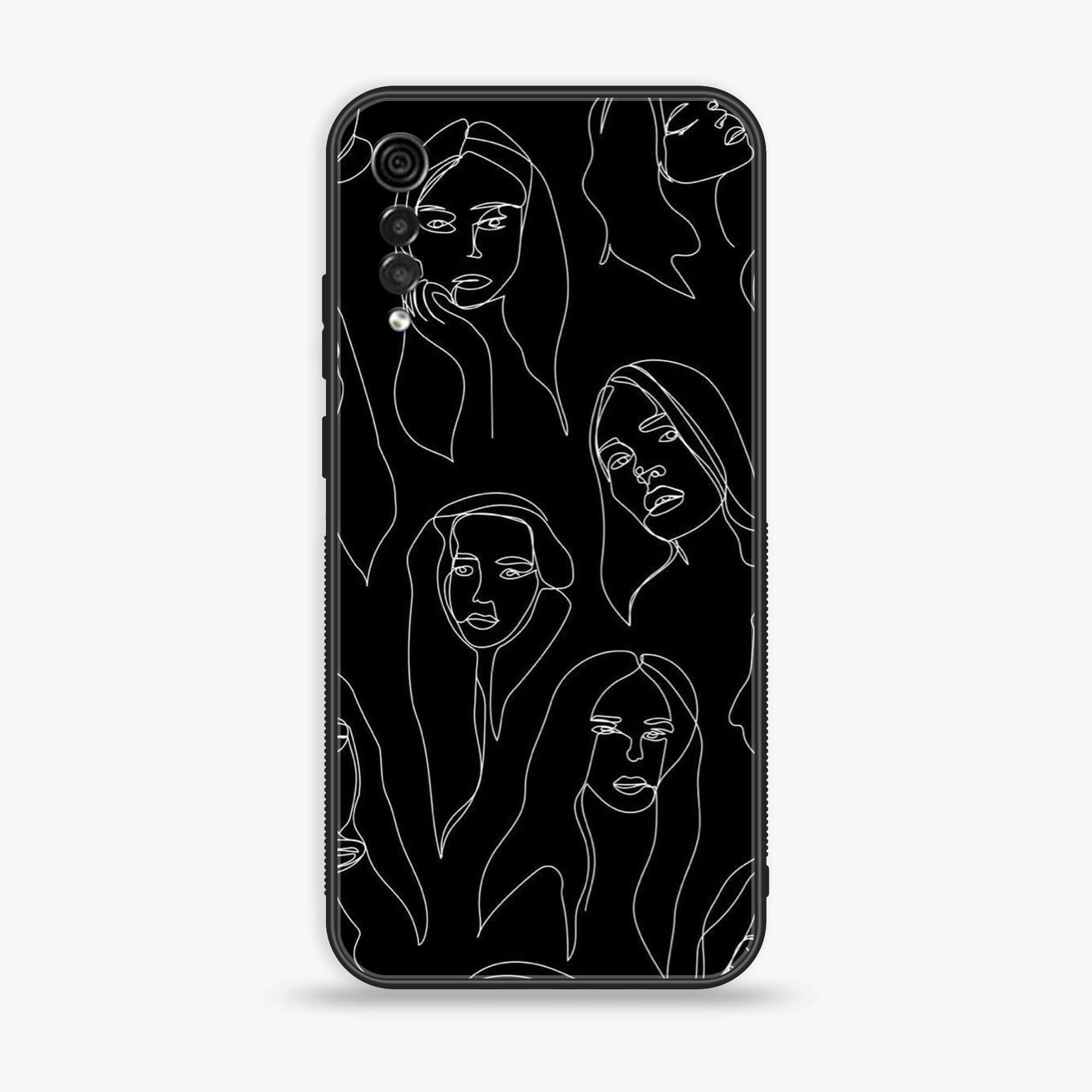 LG Velvet - Girls Line Art Series - Premium Printed Glass soft Bumper shock Proof Case