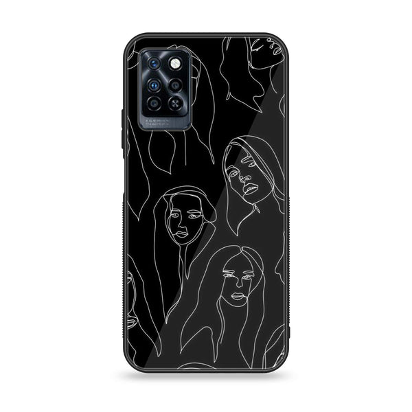 Infinix Note 10 Pro - Girls Line Art Series Design 8 - Premium Printed Glass soft Bumper shock Proof Case  CS-18928