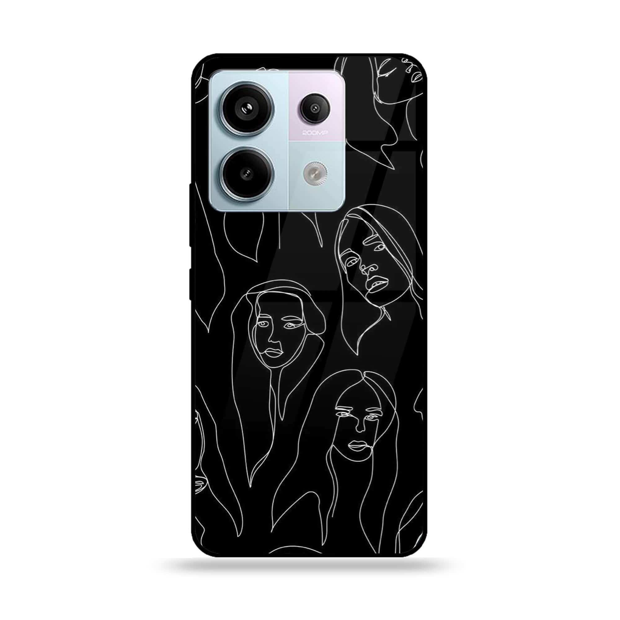 Redmi Note 13 - Girls Line Art - Premium Metal Printed soft Bumper shock Proof Case