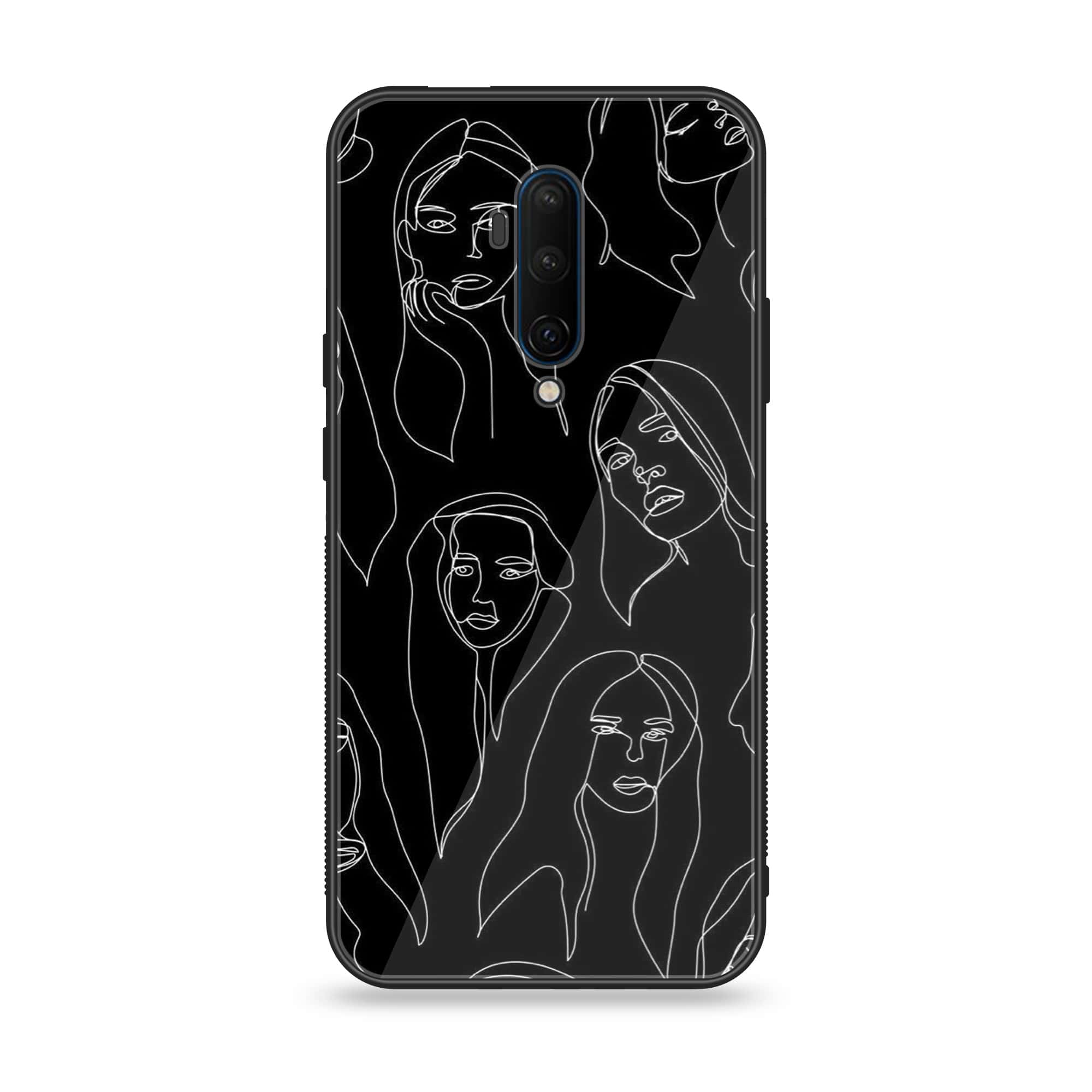 OnePlus 7T Pro - Girls Line Art Series - Premium Printed Glass soft Bumper shock Proof Case