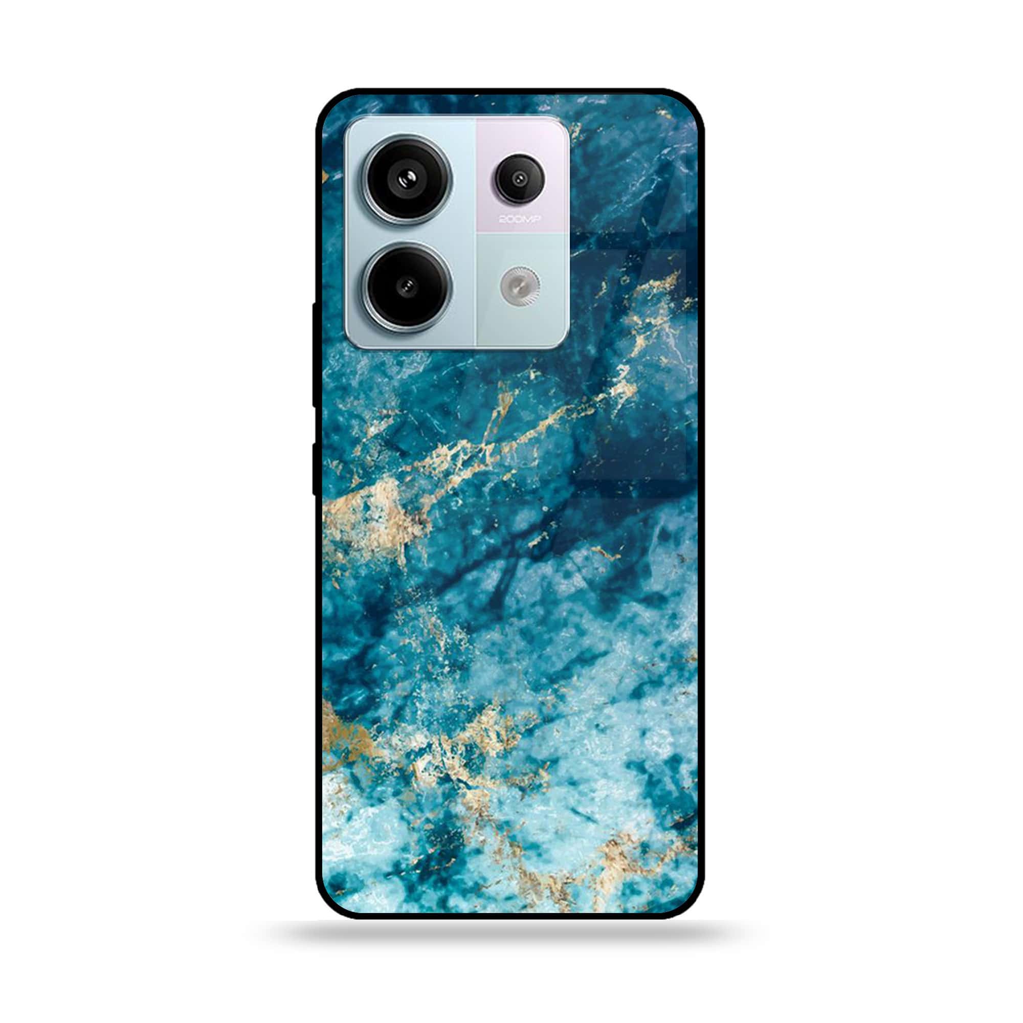 Redmi Note 13 - Blue Marble Series - Premium Metal Printed soft Bumper shock Proof Case