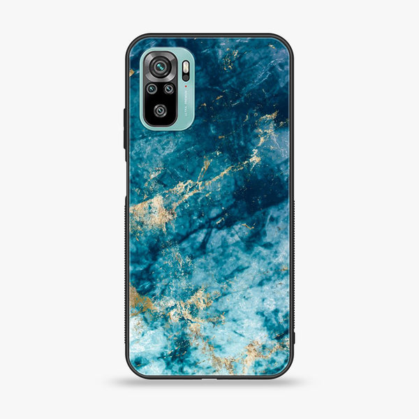 Xiaomi Redmi Note 10 - Blue Marble Design 4- Premium Printed Glass soft Bumper shock Proof Case CS-11821