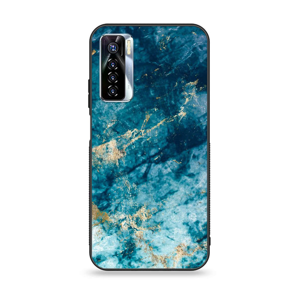 Tecno Camon 17 Pro - Blue Marble Design 4 - Premium Printed Glass soft Bumper shock Proof Case CS-22707