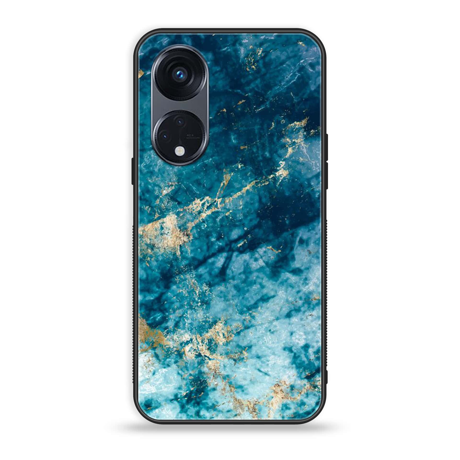 OPPO Reno 8T 5G - Blue Marble Series - Premium Printed Glass soft Bumper shock Proof Case