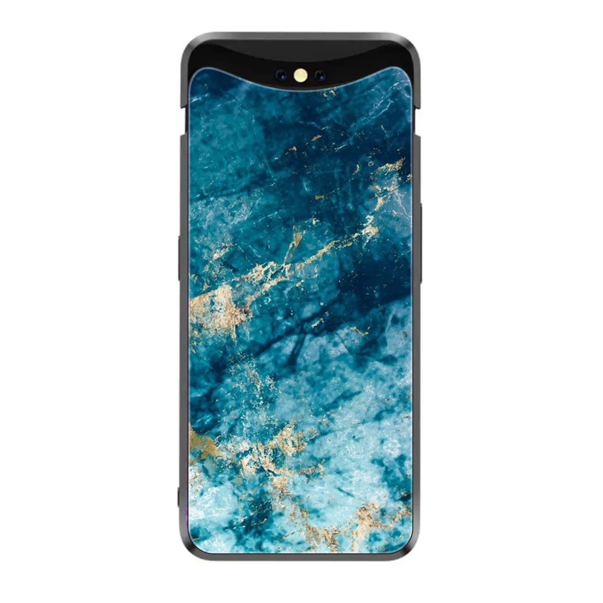 Oppo Find X - Blue Marble Series - Premium Printed Glass soft Bumper shock Proof Case
