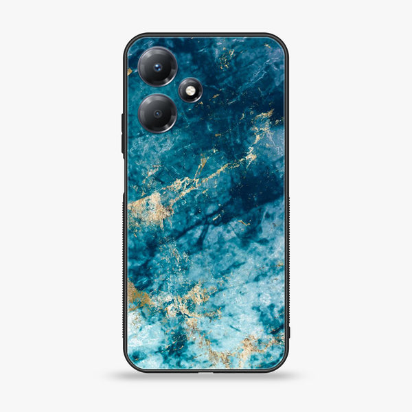 Infinix Hot 30i - Blue Marble Series Design 4  - Premium Printed Glass soft Bumper shock Proof Case CS-21277