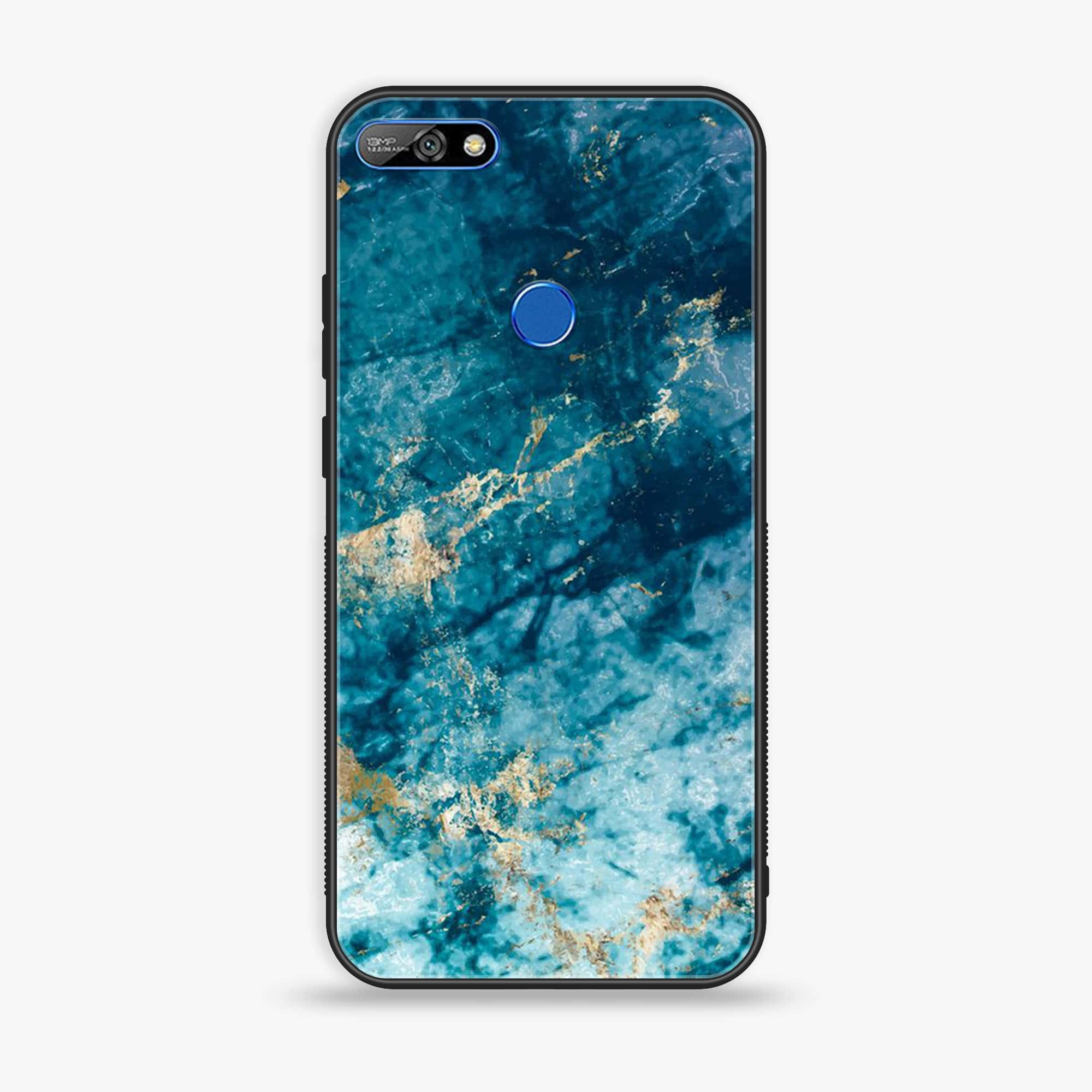 Huawei Y7 Prime (2018) - Blue Marble Series - Premium Printed Glass soft Bumper shock Proof Case
