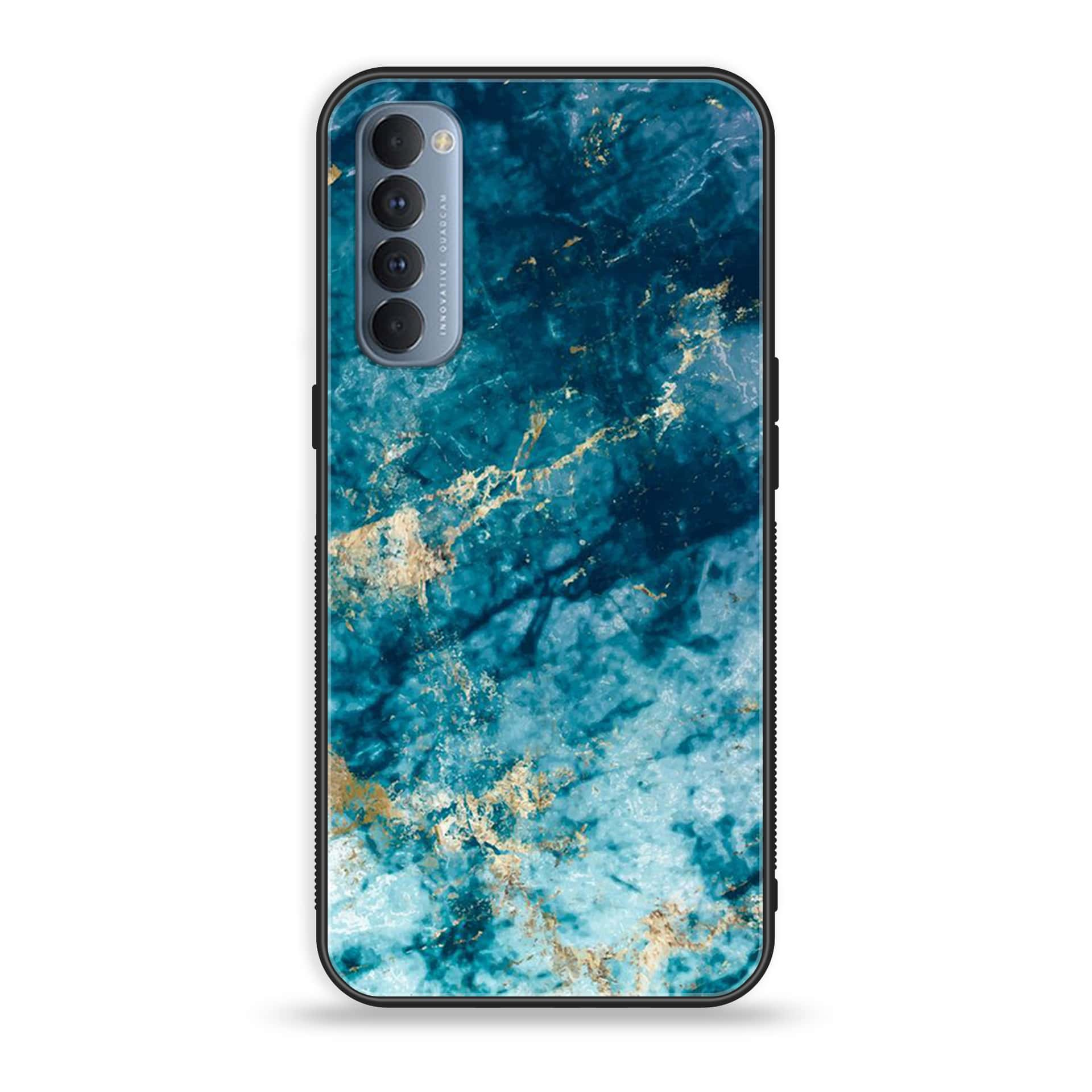 Oppo Reno 4 Pro 4G - Blue Marble Series - Premium Printed Glass soft Bumper shock Proof Case