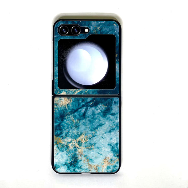 Galaxy Z Flip 5 - Blue Marble - Design 4 - Premium Metal Printed soft Bumper shock Proof Case