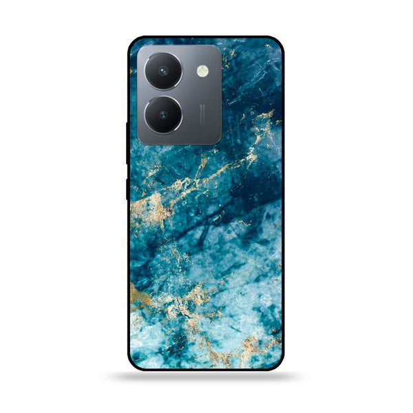 Vivo Y36 - Blue Marble Design 10 - Premium Printed Glass soft Bumper shock Proof Case CS-20592