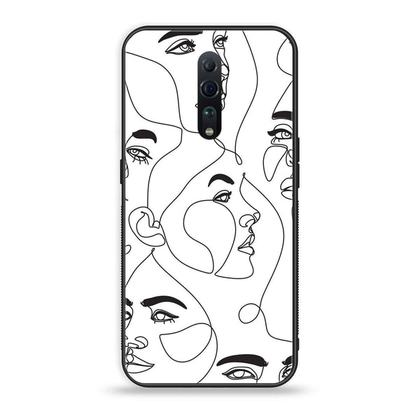 Oppo Reno Z - Girls Line Art Design 7 - Premium Printed Glass soft Bumper shock Proof Case CS-25855