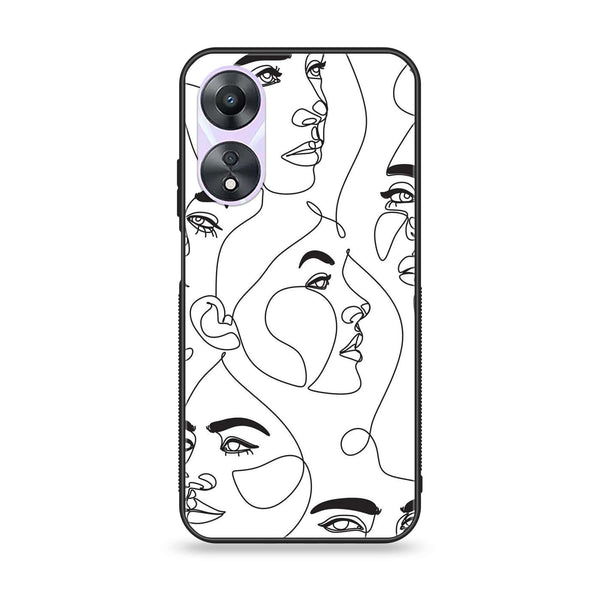 Oppo A58 - Girls Line Art Design 7 - Premium Printed Glass soft Bumper shock Proof Case CS-10984