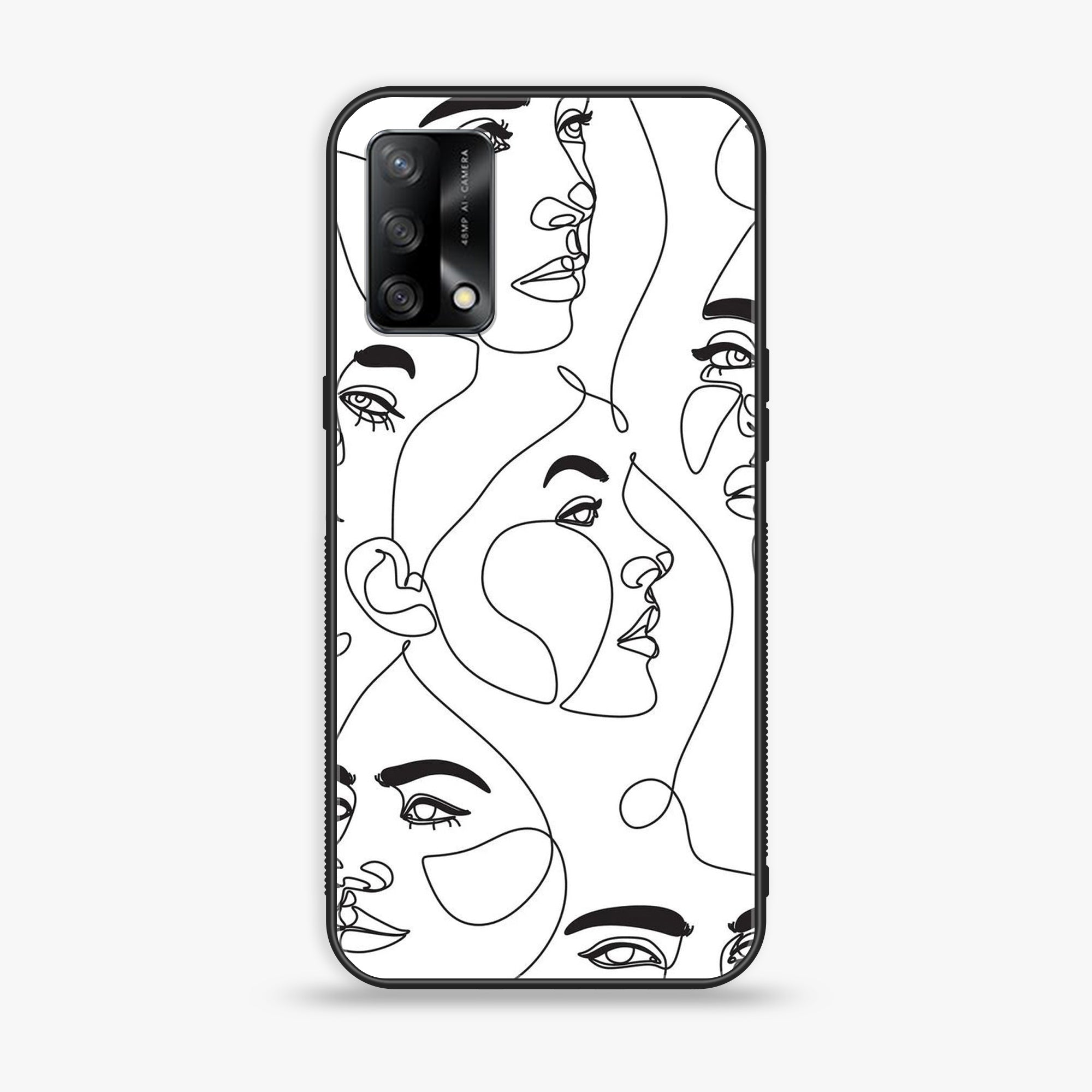Oppo F19s  - Girl Line Art Series - Premium Metal Printed soft Bumper shock Proof Case