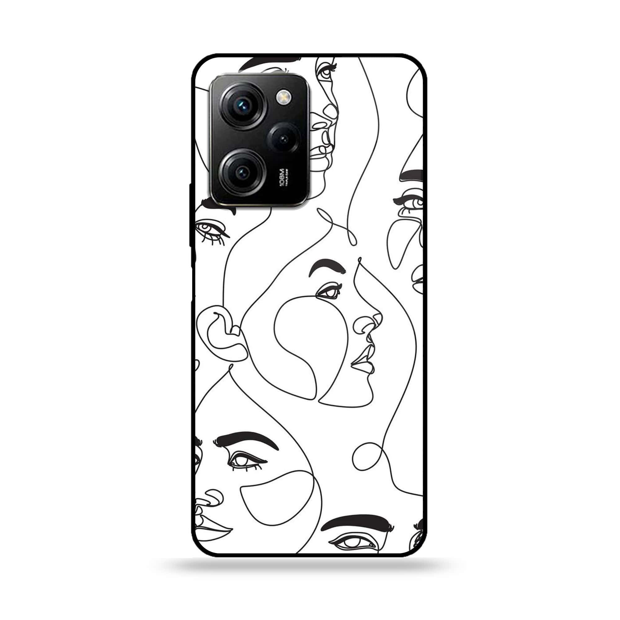 Xiaomi Poco X5 Pro - Girls Line Art Series - Premium Printed Glass soft Bumper shock Proof Case