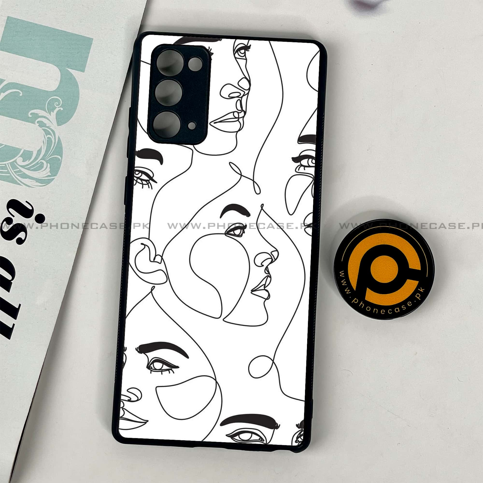 Samsung Galaxy Note 20 - Girls Line Art Series - Premium Printed Glass soft Bumper shock Proof Case