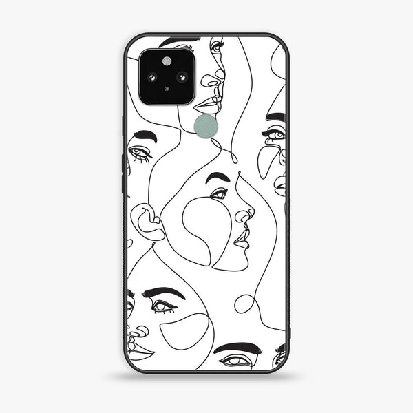 Google Pixel 5- Girls Line Art Design 7  - Premium Metal Printed soft Bumper Shock Proof Case  CS-23840 CS-41997