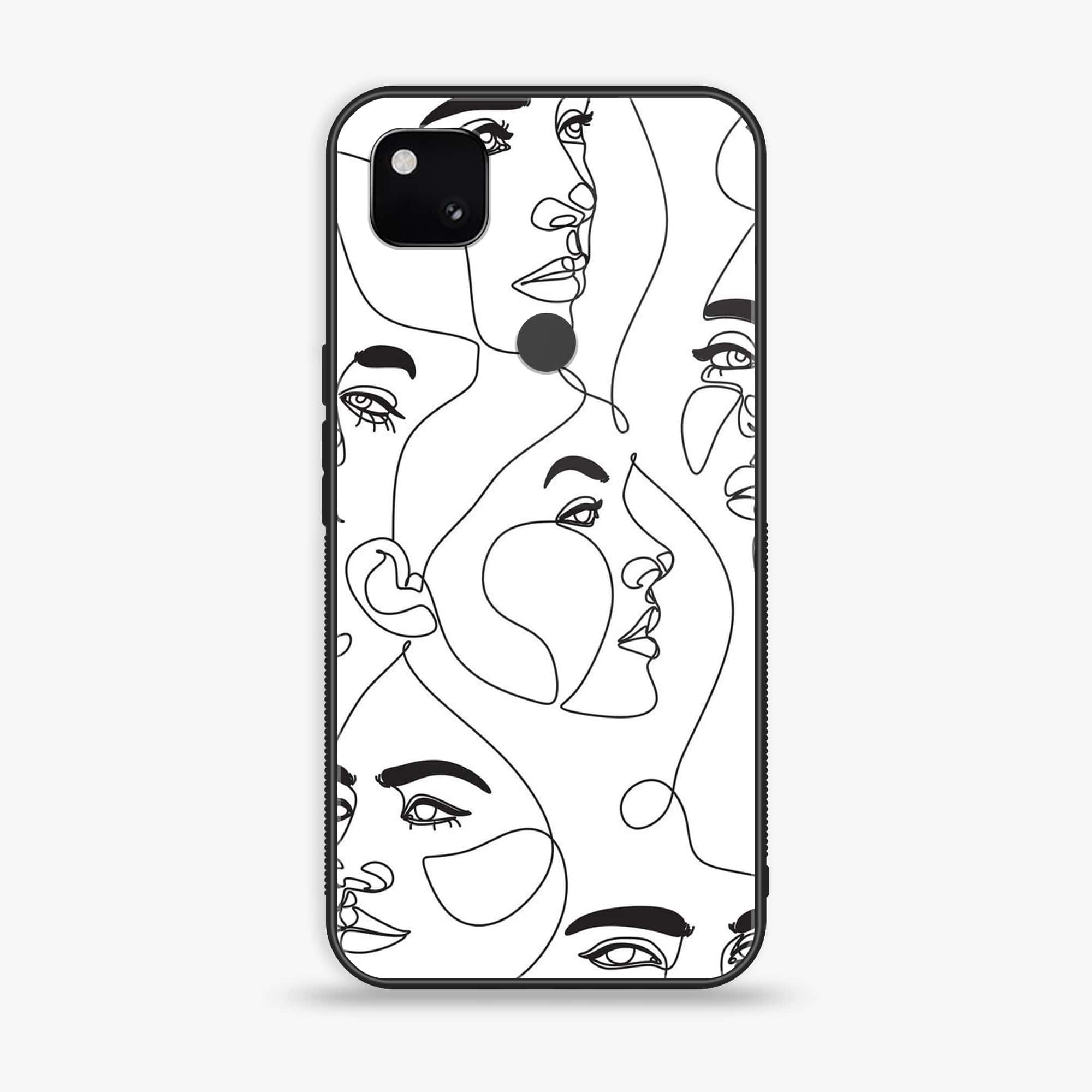 Google Pixel 4A 4G - Girls Line Art Series - Premium Printed Glass soft Bumper shock Proof Case