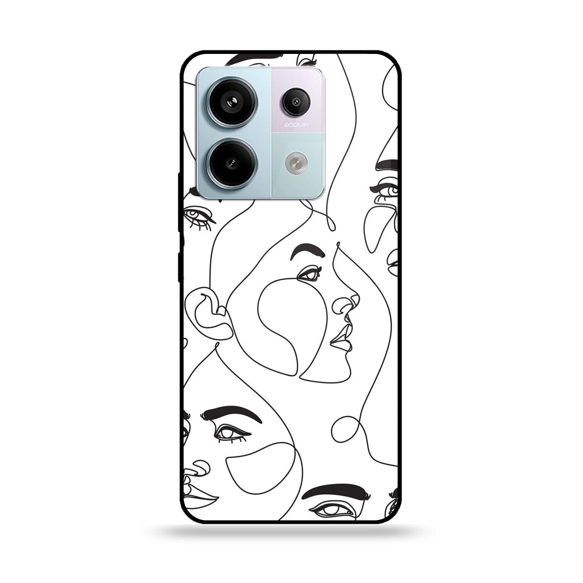 Redmi Note 13 Pro 4G - Girls Line Art - Premium Printed Glass soft Bumper shock Proof Case