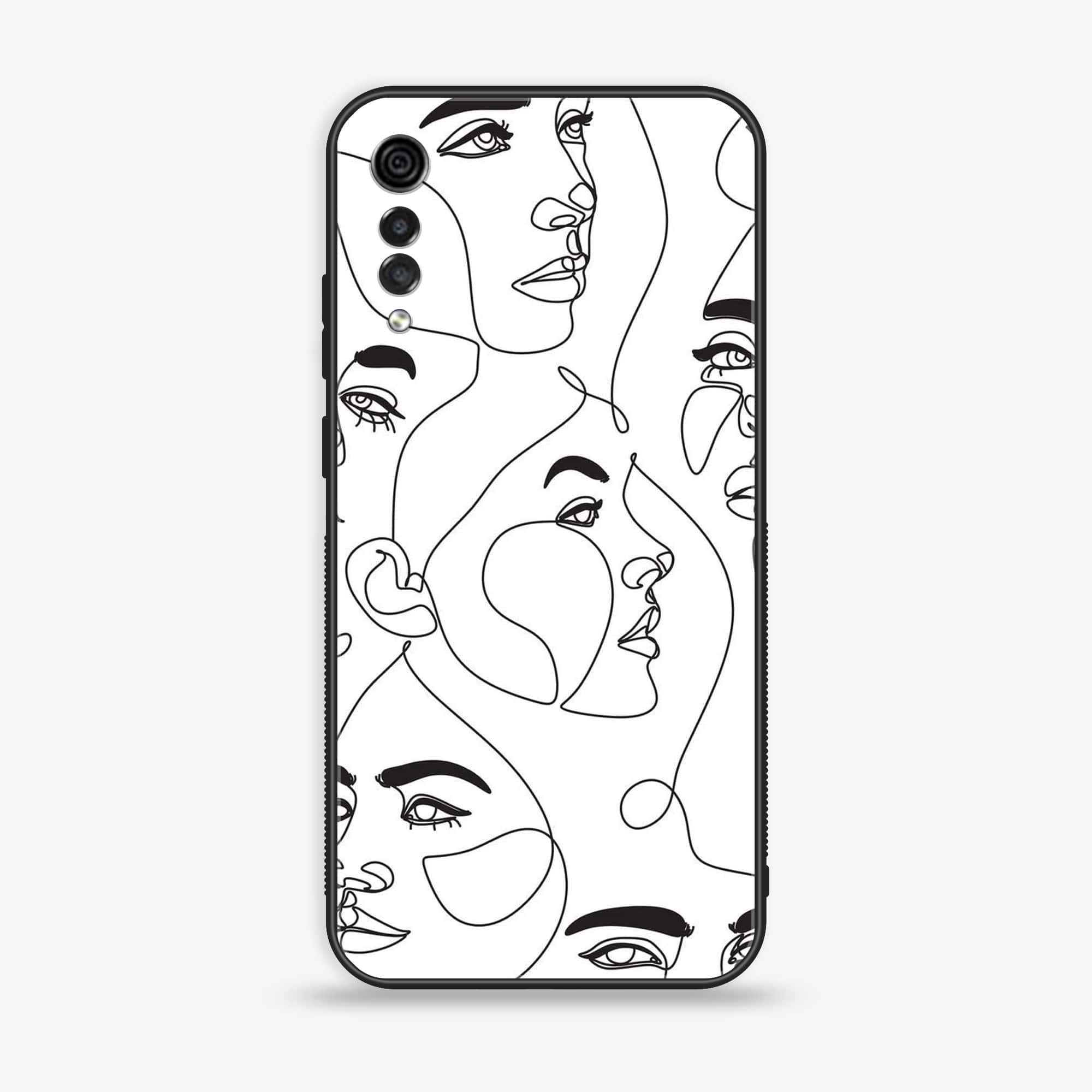 LG Velvet - Girls Line Art Series - Premium Printed Glass soft Bumper shock Proof Case