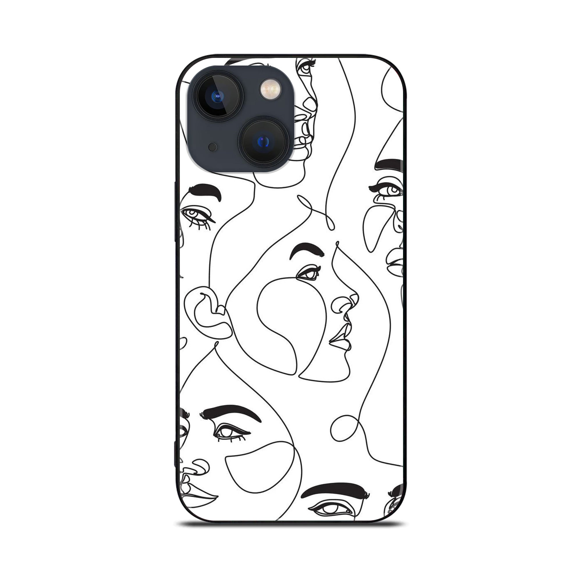 iPhone 14 Plus - Girl Line Art Series - Premium Printed Glass soft Bumper shock Proof Case