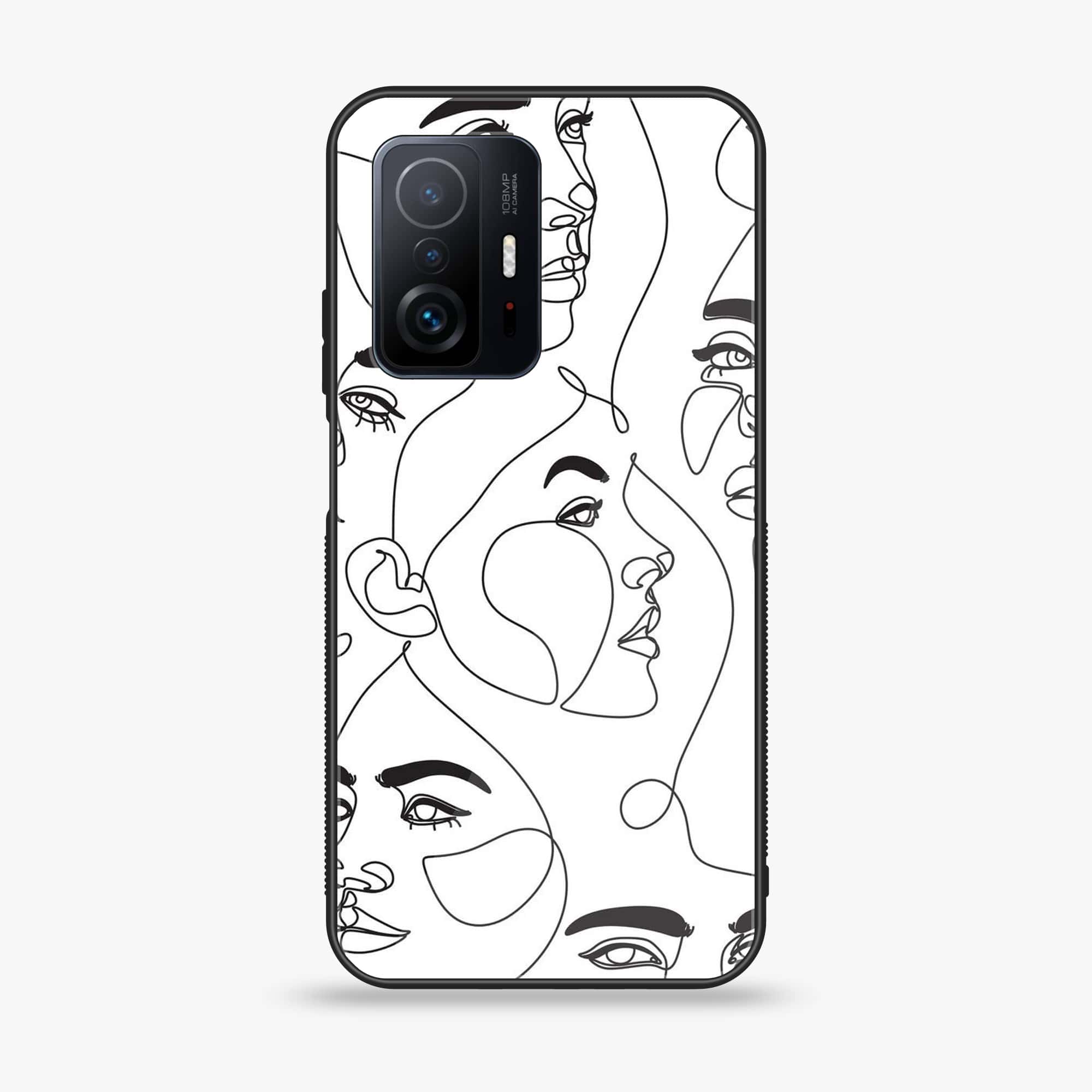 Xiaomi 11T - Girls Line Art Series - Premium Printed Glass soft Bumper shock Proof Case