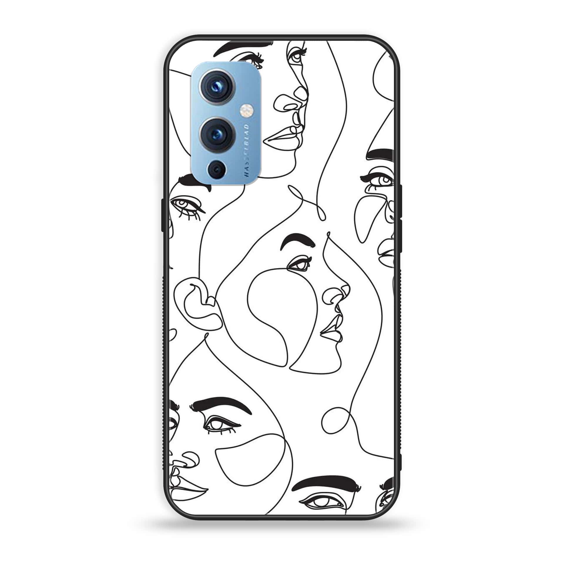 OnePlus 9 - Girls Line Art Series - Premium Printed Glass soft Bumper shock Proof Case