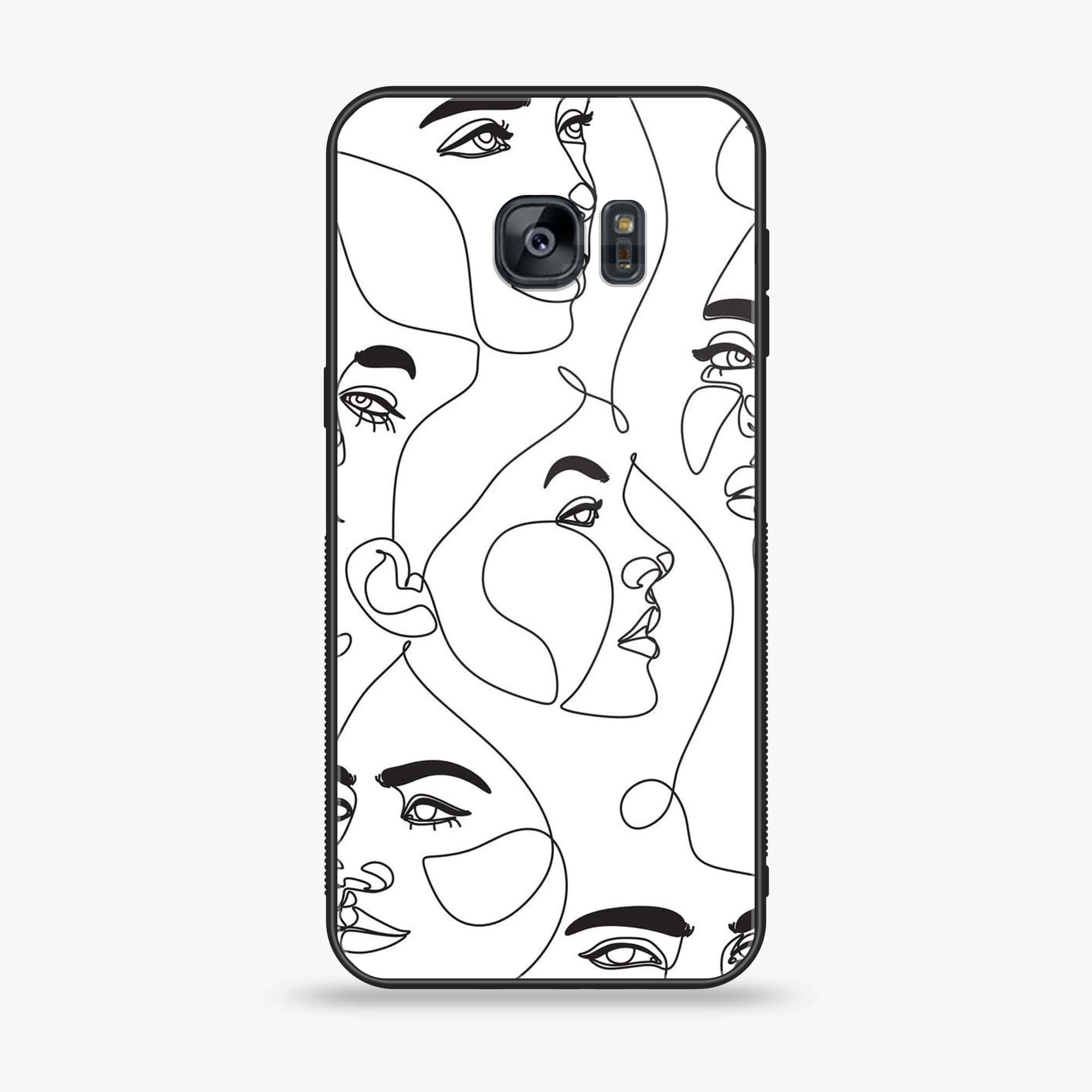 Samsung Galaxy S7 - Girls Line Art Series - Premium Printed Glass soft Bumper shock Proof Case